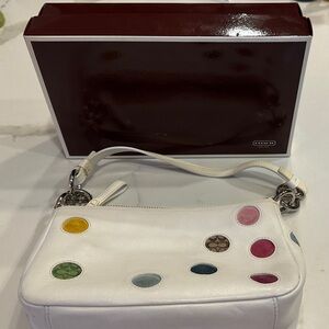 Coach White Bag with Multicolor Dots